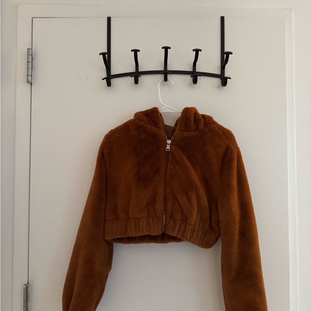 Urban Outfitters Brown Faux Fur Cropped Jacket